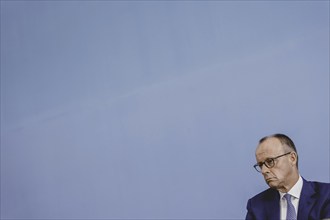 Friedrich Merz, CDU party chairman, at the Federal Press Conference on the consequences of Solingen