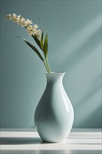 Minimalist ceramic vase composition with a single flower, AI generated