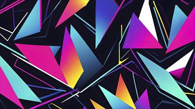 Minimalist illustration featuring abstract shapes in neon colors to convey fun and ease, AI