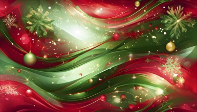 Abstract wallpaper illustration of Christmas symbols for gift cards, swirling shapes and lines, in