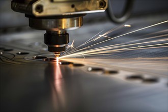 Close up of industrial laser cutting material. KI generiert, generiert, AI generated