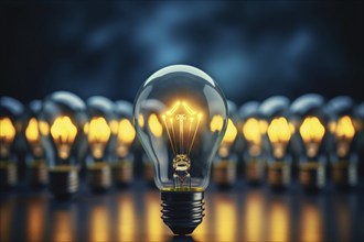 Electric light bulbs. KI generiert, generiert, AI generated