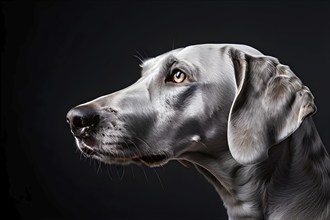 Weimaraner dog portrait, isolated on black background, ai generated, AI generated