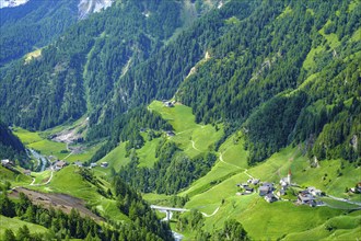 Picturesque mountain landscape and view over the Passeier Valley above Rabenstein, moss in