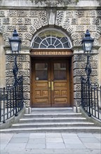 Entrance steps and doorway, The Guildhall, Bath, Somerset, England, UK