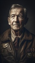 Elderly senior male world war II soldier portrait, generatvie AI, AI generated