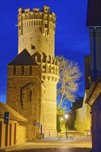 The Neustädter Tor illuminated at night. Old town centre of Tangermünde, Hanseatic town in the