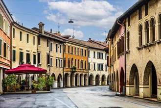 Palaces on the old town streets, medieval old town, Portogruaro, Veneto, Friuli, Italy,