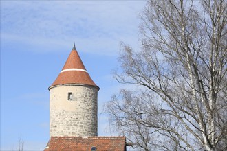 Hertle Tower as part of the historic town fortifications, town wall, round defence defence tower,