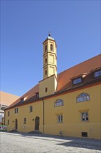 Yellow hospital church, Heilig-Geist-Kirche, Dinkelsbühl, Middle Franconia, Franconia, Bavaria,