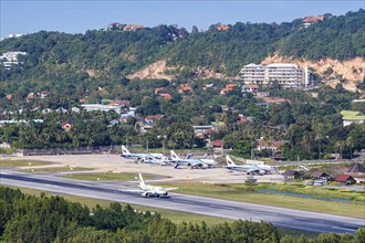 Bangkok Air aircraft at Koh Samui Airport, Thailand, Asia