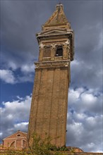 Leaning tower of the church of St Martin Vescovo, 16th century, Burano, Venice, Veneto, Italy,