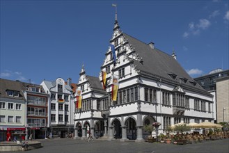 Town Hall on Rathausplatz, Weser Renaissance, Paderborn, Westphalia, North Rhine-Westphalia,