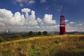 Artwork Geleucht, artist Otto Piene, Rheinpreussen slagheap, Moers, Ruhr area, North