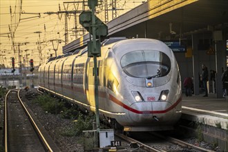 North Rhine-Westphalia, Germany, ICE train at Essen central station, on the platform, Europe