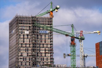 Construction sites in the east of Hafencity Hamburg, office building, new district on the Elbe, on