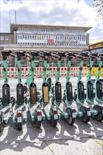 Parking space for e-scooters at the main railway station, provider Tier, in e-scooter sharing with