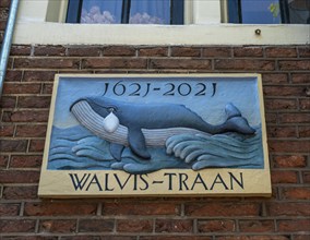 400 year old house, Walvis-Traan, on a canal in Amsterdam, Netherlands