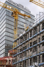 Large construction site, in Düsseldorf, Lorettoviertel, construction of condominiums, shell