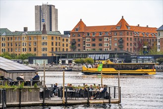 Green Island Café, restaurant, harbour bus, liner in Copenhagen harbour, public transport,