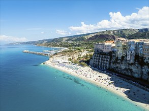 Tropea from a drone, Tyrrhenian Sea, Calabria, Italy, Europe