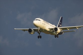 Aircraft approaching Zurich Airport. Registration: D-AILK, Airbus A319-114, Lufthansa. Zurich,