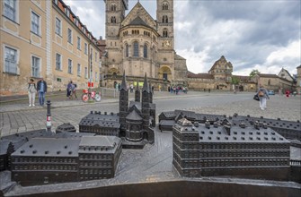 Bronze model of Bamberg Cathedral and Old Town on the cathedral square, behind the cathedral,