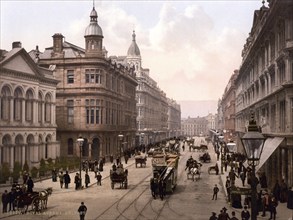 Royal Avenue in Belfast, County Antrim, Ireland, Historic, digitally restored reproduction from a