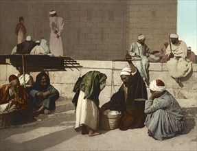 Cairo, Date sellers, Egypt, digitally restored reproduction from a 19th century original, record