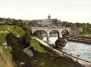 Dunblane Cathedral from the North, Scotland, Historic, digitally restored reproduction from a 19th