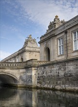 Marble bridge and entrance to the riding arena and Christiansborg Palace, Danish Parliament,