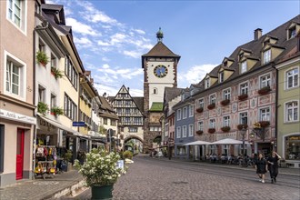 The medieval Schwabentor city gate in Freiburg im Breisgau, Black Forest, Baden-Württemberg,