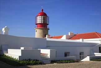 The lighthouse directly on the Cabo de Sao Vicente in the Algarve at the most south-westerly point