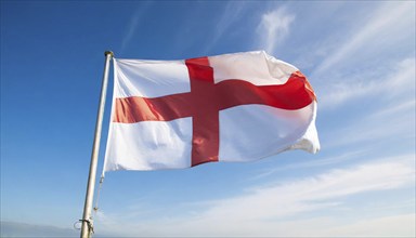 The flag of England, Great Britain, flutters in the wind