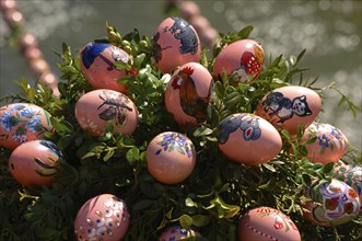 Easter custom, Easter fountain in Franconian Switzerland, detail, here in Bieberbach, district of