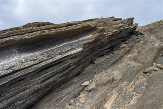 Las Grietas volcano columns, Lanzarote, Canary Islands, Spain, Europe