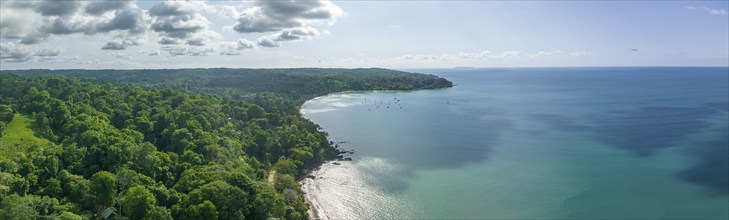 Aerial view, panorama, Marino Ballena National Park, Osa National Park, South Pacific beach and