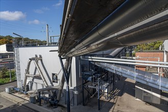 Digester, pipelines of the biogas plant of the company Reterra, biogas is produced in a digester