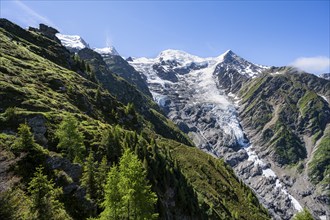 Mountain landscape, view of glacier Glacier de Taconnaz, Chamonix, Haute-Savoie, France, Europe