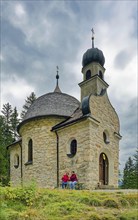 Lake chapel Maria am See, Obernberger See, mountain lake, landscape of the Stubai Alps, Obernberg