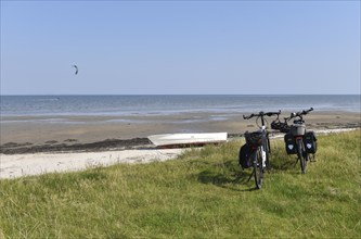 Bike stop at the fjord Nissum Bredning in Denmark