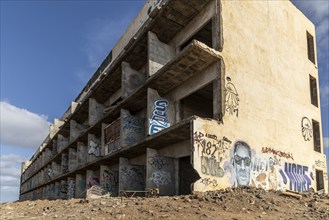 Lost Place, Large abandoned building full of graffiti, urban and neglected appearance, Canary