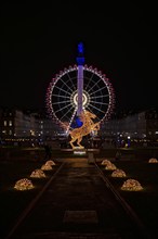 Night shot, Christmas market, highlights, illumination, with Stuttgarter Rössle, landmark, Ferris