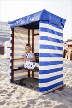 Elderly tourist on the island of Borkum, 21.07.2024