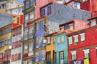 Beautiful and colorful Porto Streets near Rio Douro