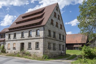 Historic Franconian sandstone house, Ödenberg, Middle Franconia, Bavaria, Germany, Europe