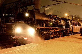 Europe, Germany, Hamburg, steam locomotive 35 1097-1, built in 1959 for the GDR Reichsbahn, night