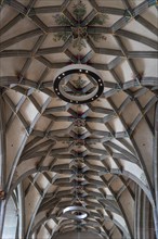 Vaults in the side aisle of the Gothic Heilig-Kreuz-Münster, Rottweil, Baden-Württemberg, Germany,