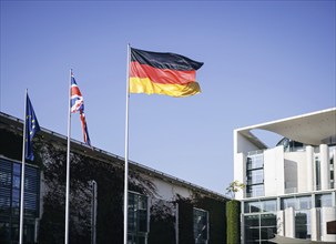 The flags of Europe, the United Kingdom of Great Britain and Northern Ireland and the Federal