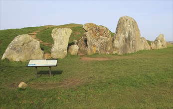 Neolithic long barrow burial monument, West Kennet, near Avebury, Wiltshire, England, UK